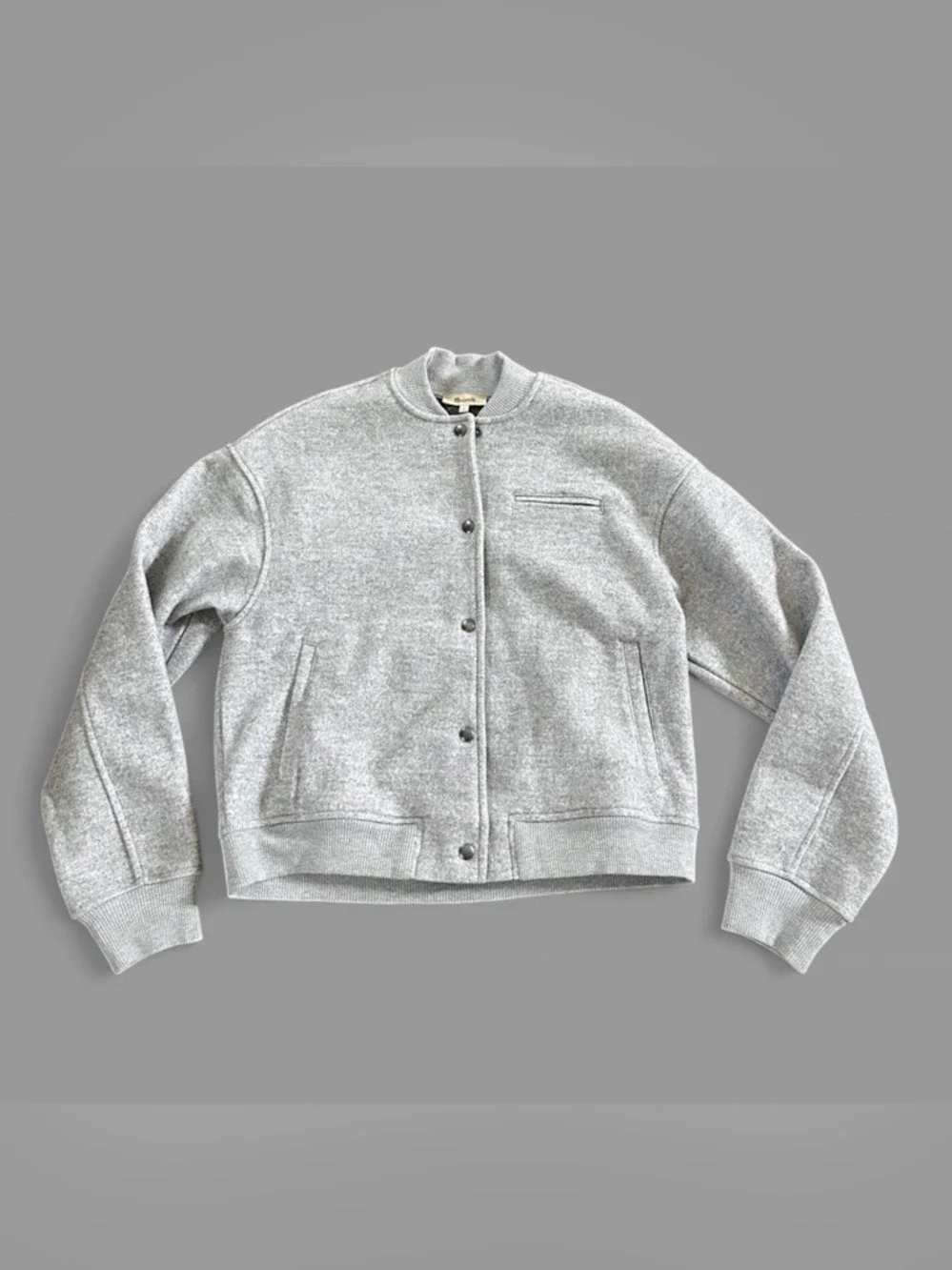 Madewell-Snap Front Bomber Jacket size Small Grey-like new - Picture 5 of 14